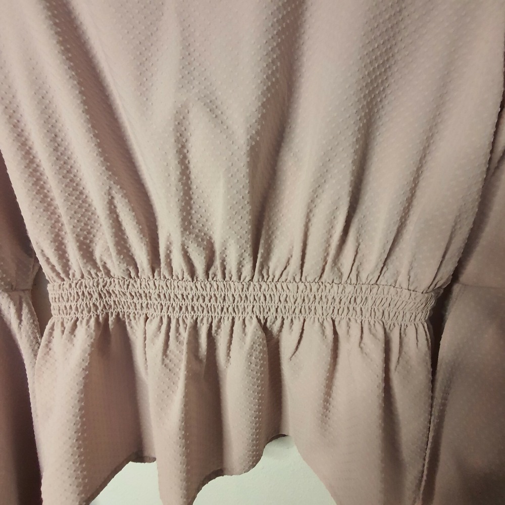 Express Mauve Pink Blouse Small Bell Sleeve V-Neck Top Crossover Wrap Juniors - Picture 10 of 11